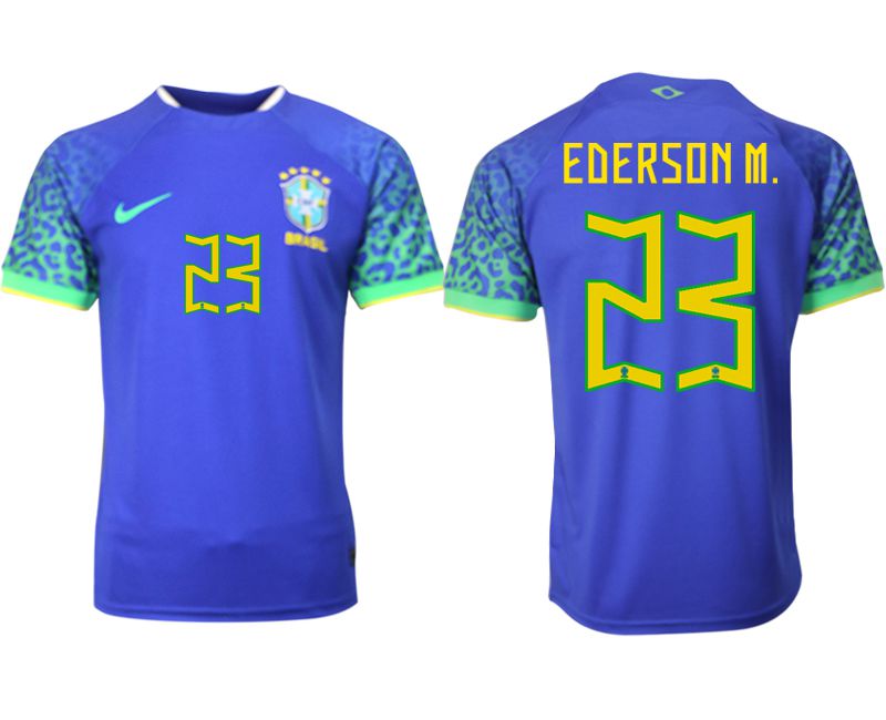 Men 2022 World Cup National Team Brazil away aaa version blue #23 Soccer Jersey